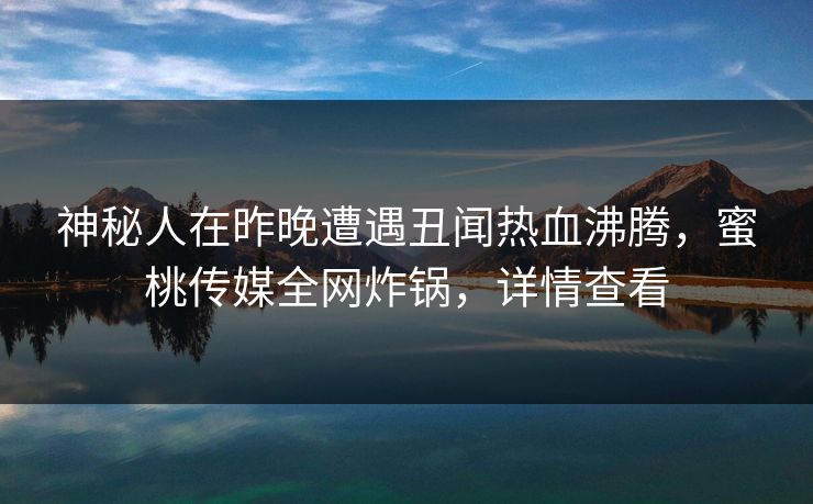 神秘人在昨晚遭遇丑闻热血沸腾，蜜桃传媒全网炸锅，详情查看
