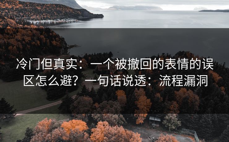 冷门但真实：一个被撤回的表情的误区怎么避？一句话说透：流程漏洞